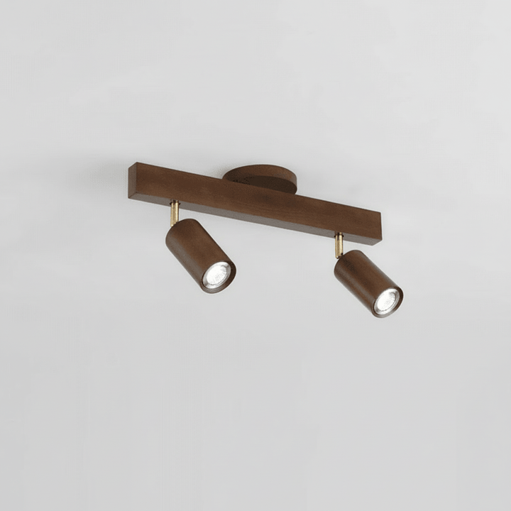 Dual head solid wood ceiling lamp fixture with clean minimalist design