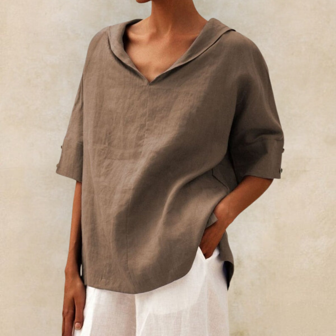Bright yellow casual v-neck shirt for women, lightweight summer fashion