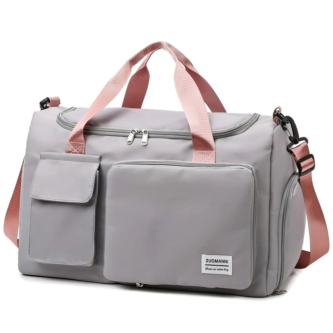 Side view of waterproof sports duffel bag showing compartment space