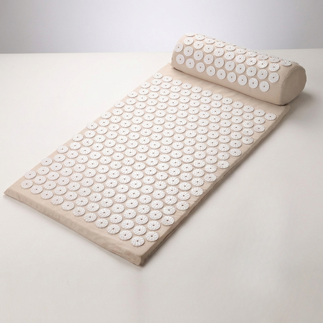 Relaxation acupressure pillow with ergonomic spikes for neck pain and tension relief