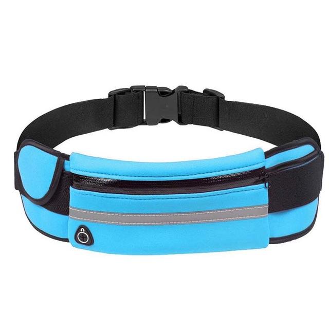 Flat lay of the running bag and fitness belt highlighting multiple color options