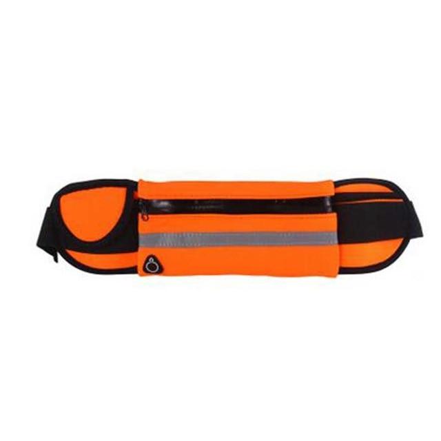 Side profile of the slim sports fanny pack showing ergonomic contour design