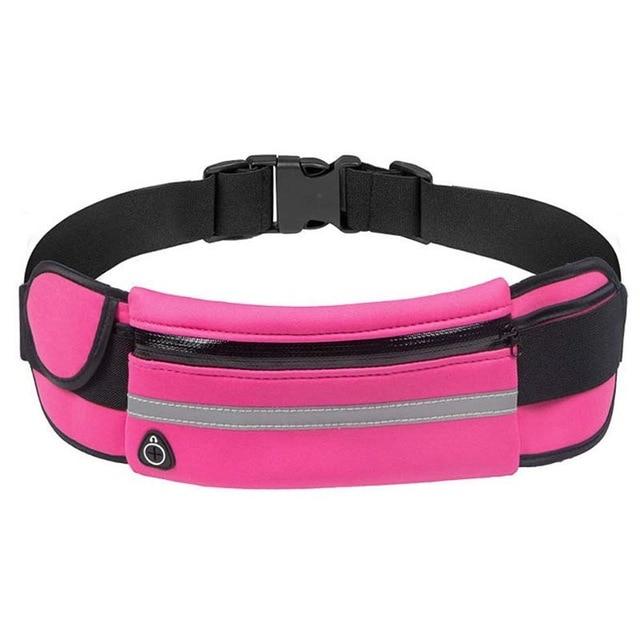 Close-up view of the durable zipper and waterproof material on the fitness belt