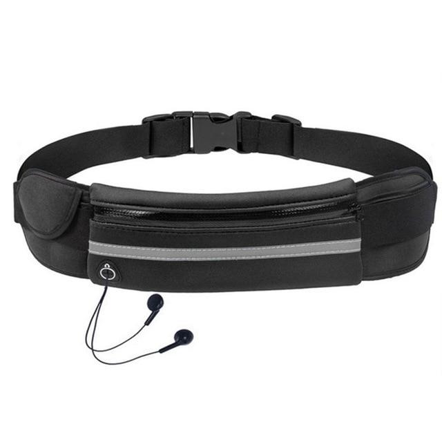 Back view of the breathable gym accessories waist pack with secure buckle