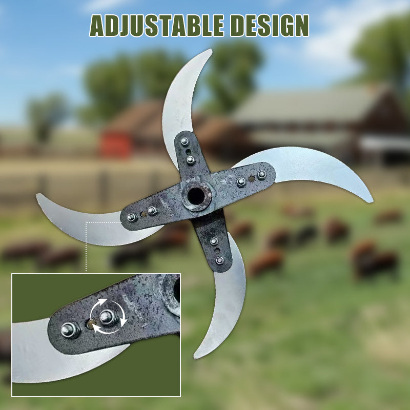 Detailed view of the adjustable mounting holes on the replacement blade
