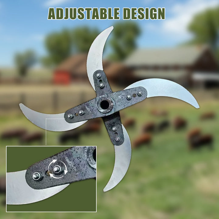 Detailed view of the adjustable mounting holes on the replacement blade