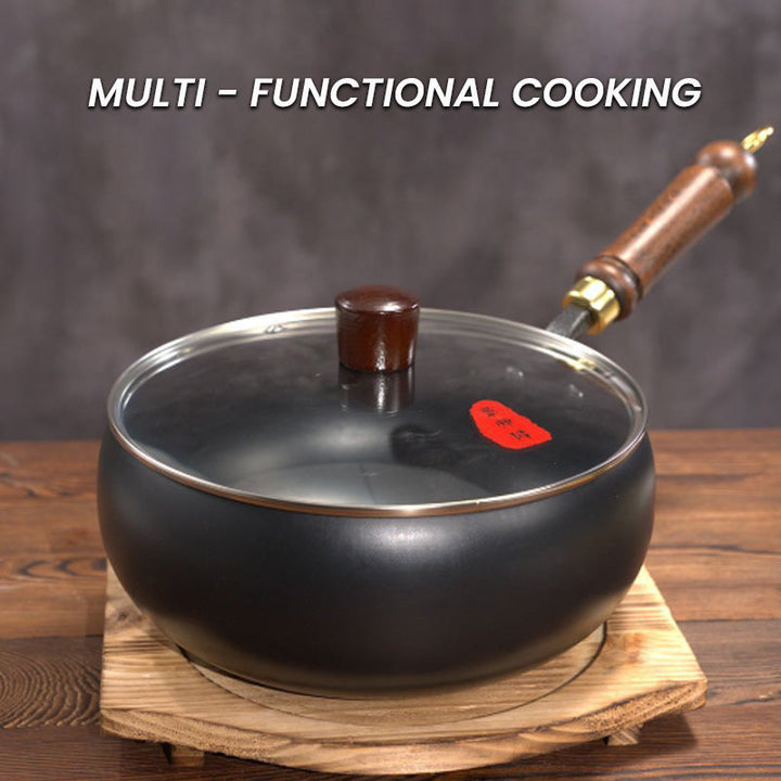 Heavy duty cast iron pot with lid for induction cooking and baking