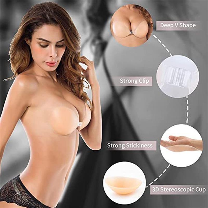 Women's adhesive push-up strapless sticky bra front view