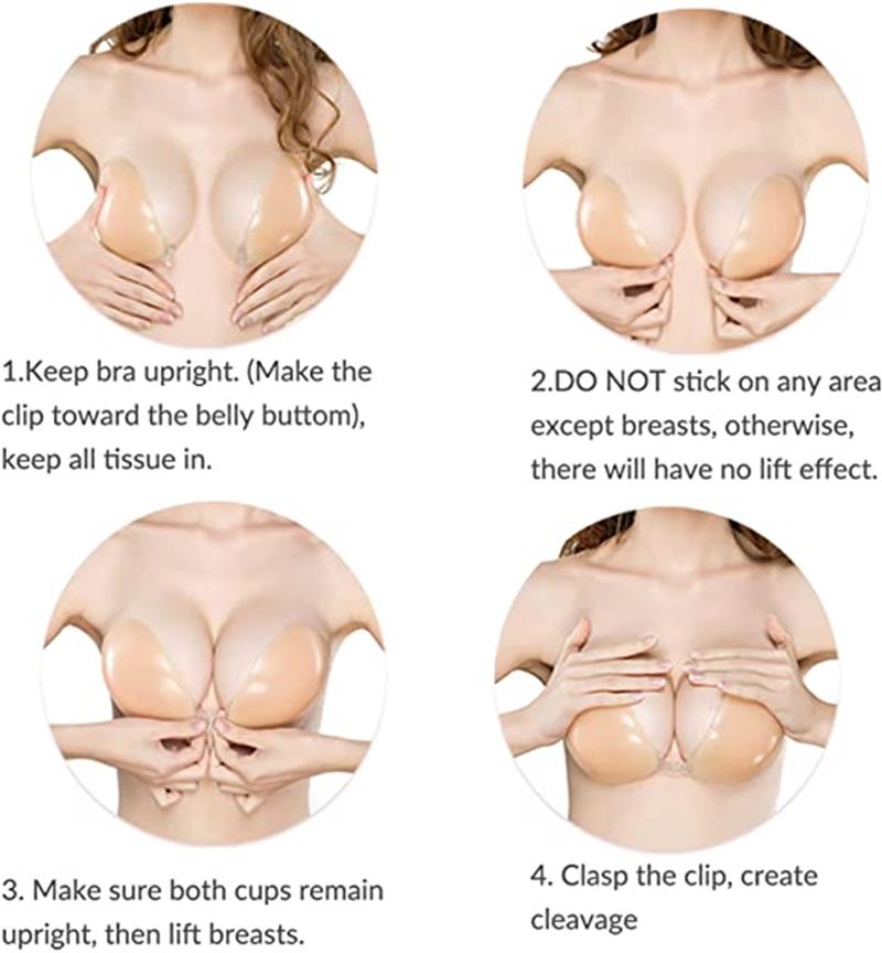 Easy-to-apply invisible adhesive bra for low-cut outfits