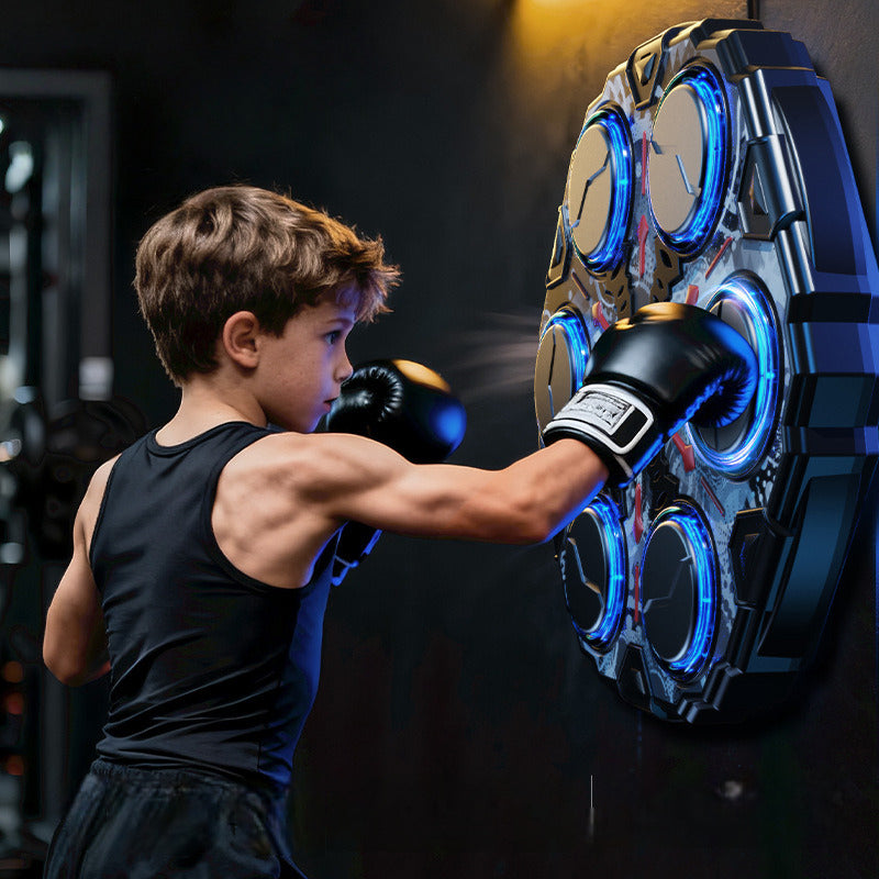 Wall mounted music boxing target and fitness toy for children