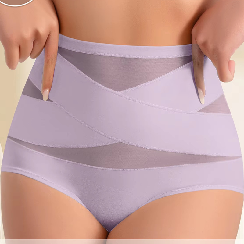 Seamless intimates high-waist briefs folded neatly in a stack