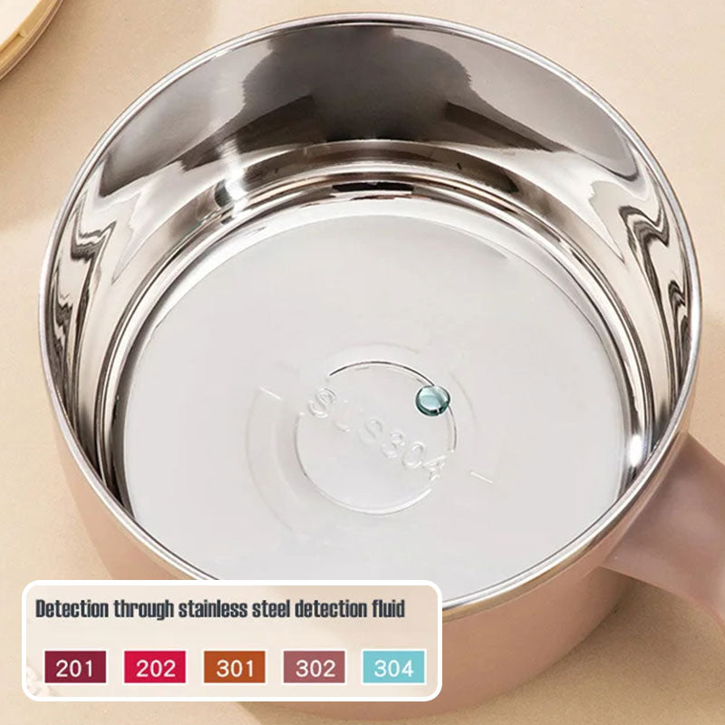 Travel bowl made of stainless steel with ergonomic handle