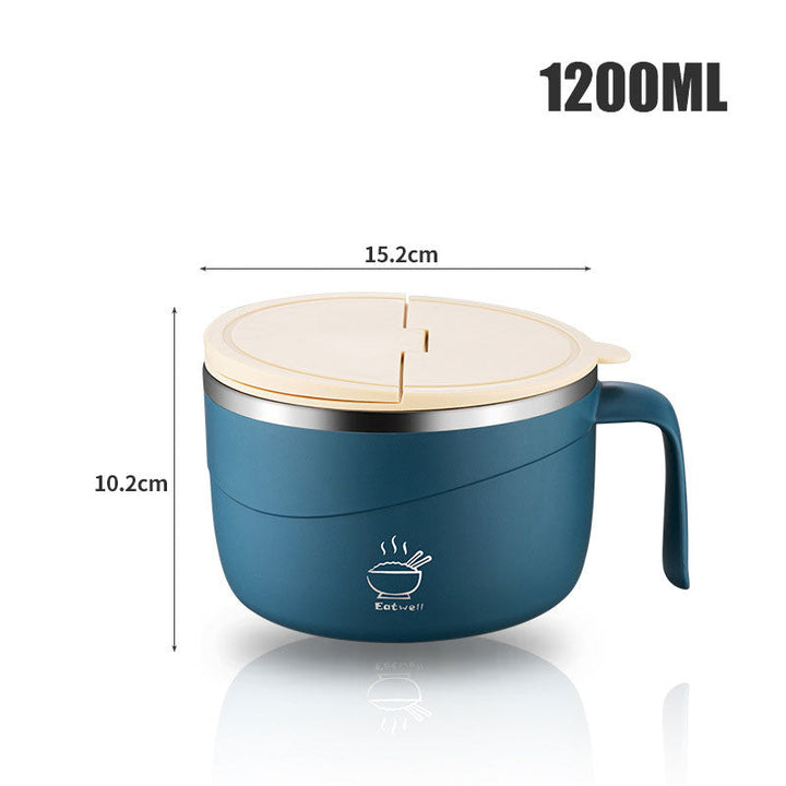 Thermal noodle bowl with secure sealing lid and steam vent