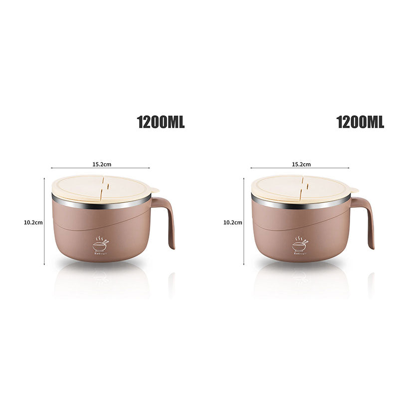 Deep stainless steel kitchen bowl designed for ramen and pasta