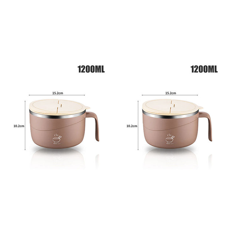 Deep stainless steel kitchen bowl designed for ramen and pasta