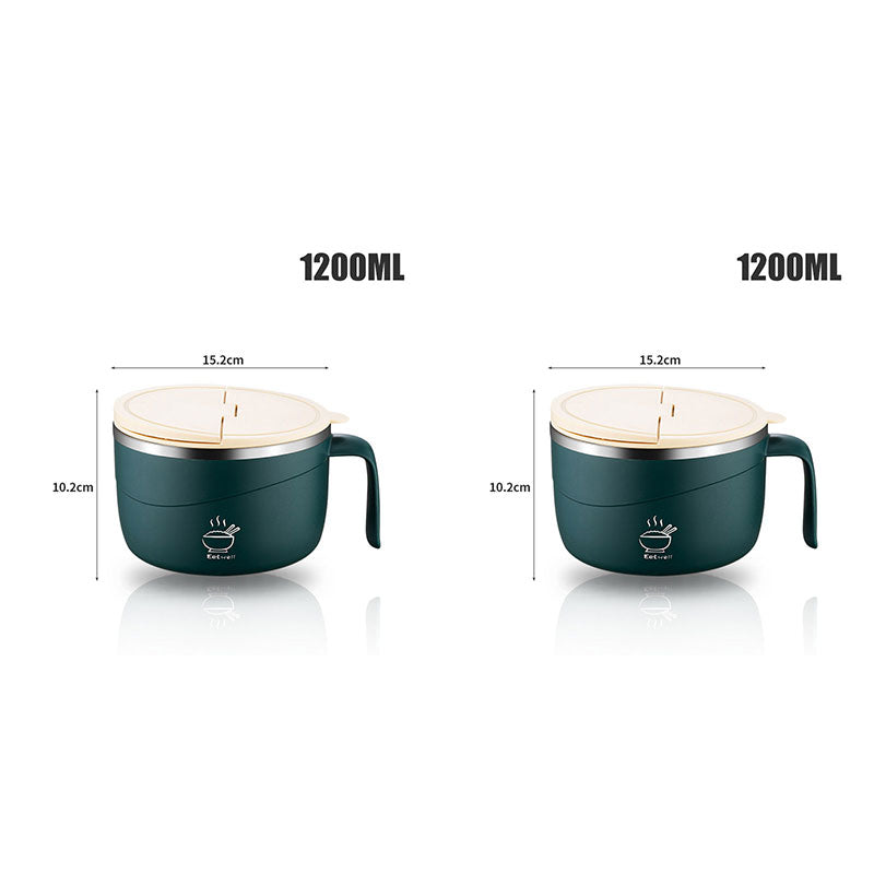 Ergonomic lunch bowl showing lid detail and locking mechanism