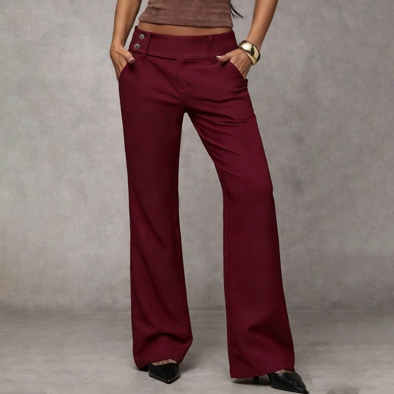 Trendy flared trousers highlighting a smooth high waist design