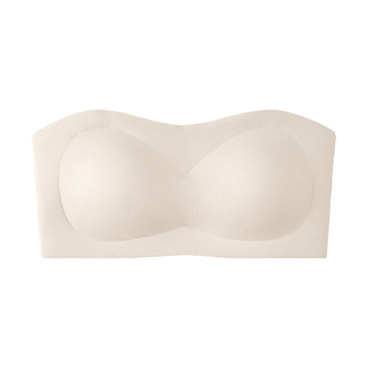 Neutral nude strapless push-up bandeau bra product shot