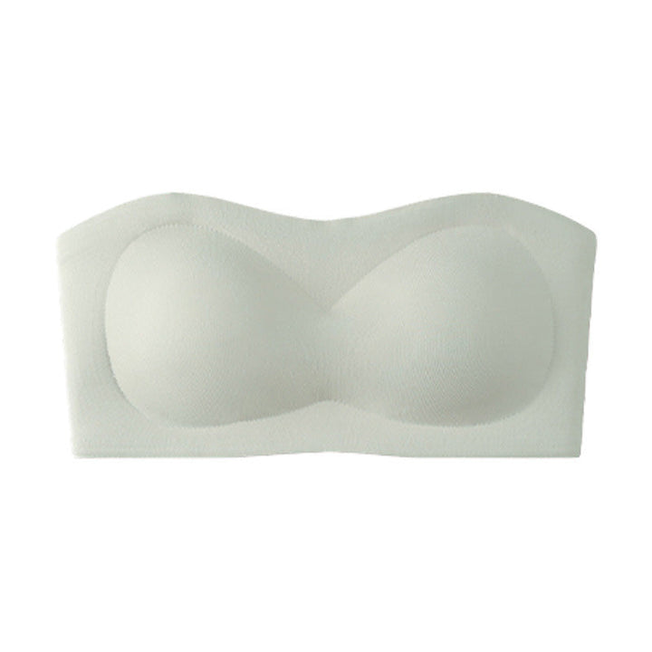 Women's non-slip strapless bandeau bra in black color, front view