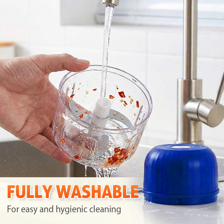Handheld wireless food chopper bowl with stainless steel blades