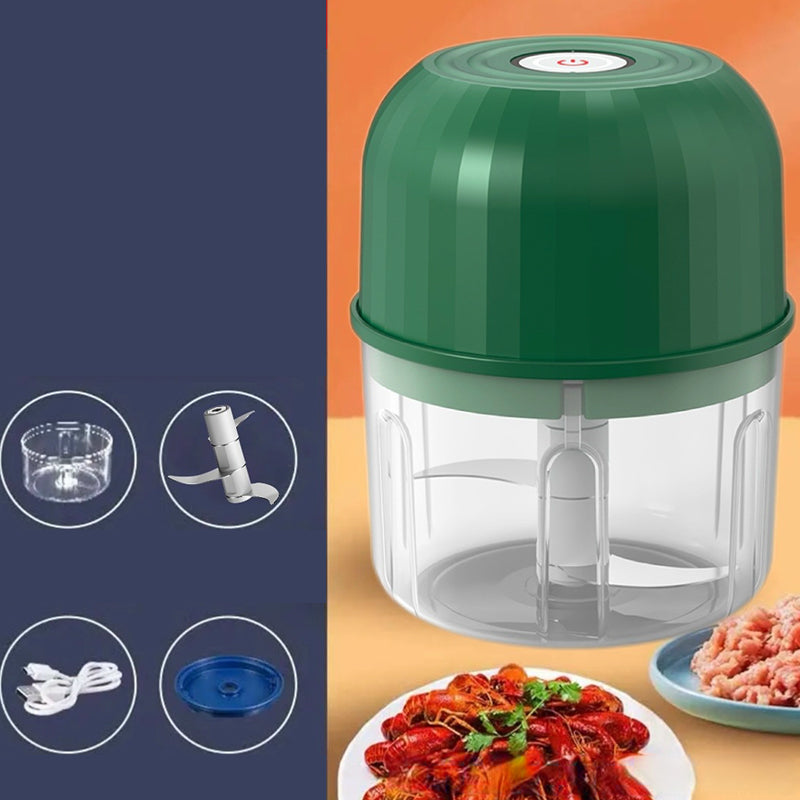 Disassembled parts of the electric mini food chopper for easy cleaning