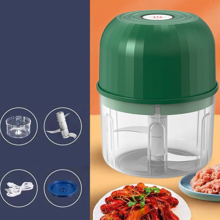 Disassembled parts of the electric mini food chopper for easy cleaning