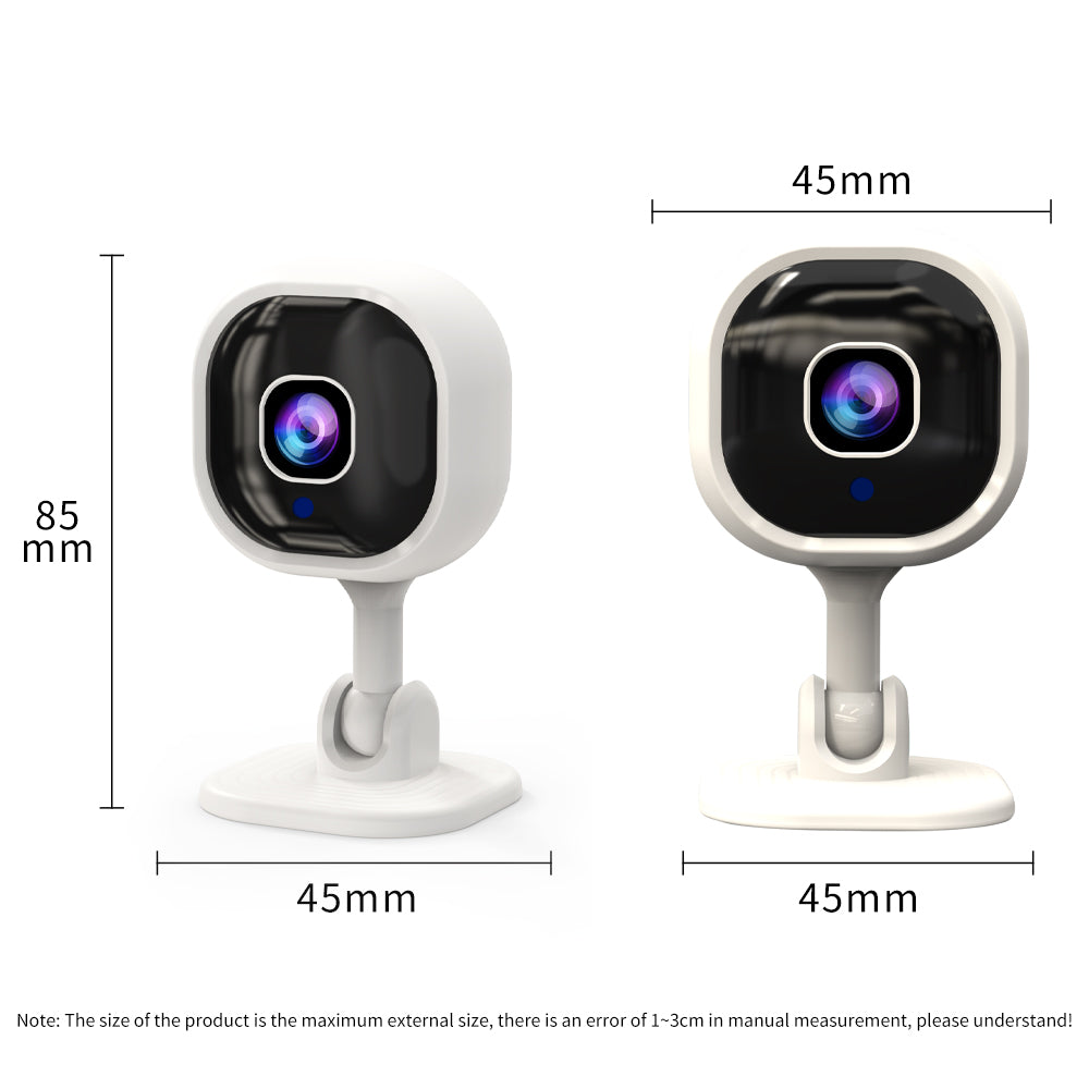 Home surveillance camera with night vision feature mounted on a modern living room wall
