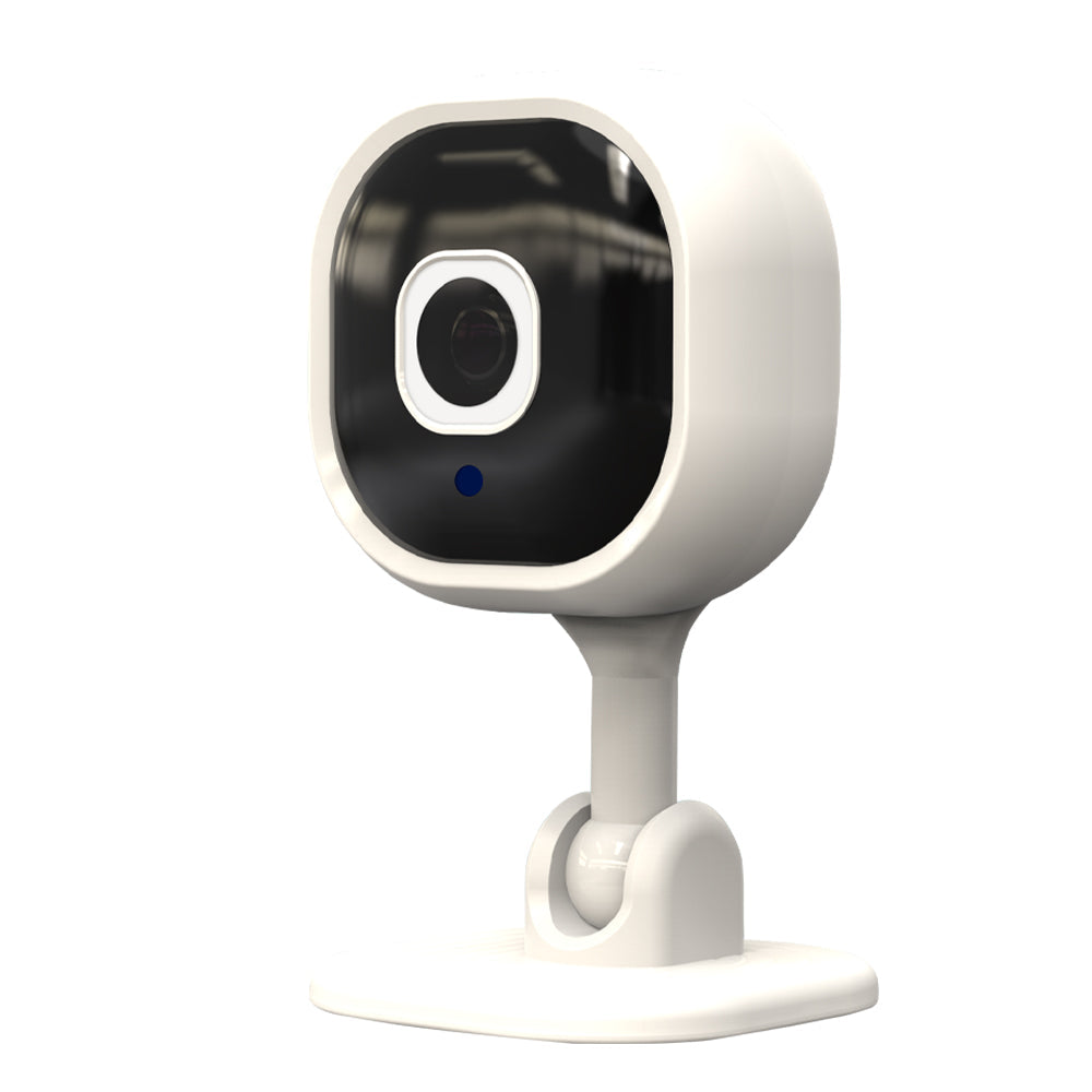 Close-up of wireless home security camera adjustable mount and power port