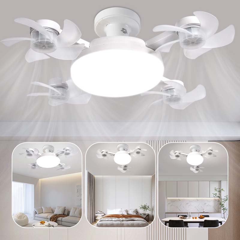 Close-up of integrated LED light fixture on modern ceiling fan with energy efficient bulbs