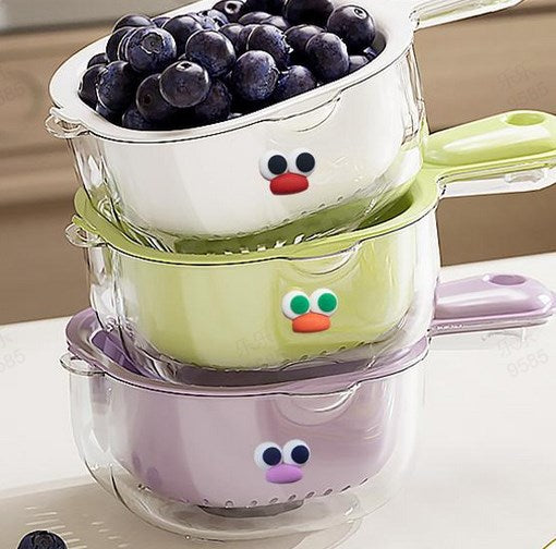 Kitchen organization vegetable strainer placed neatly on a kitchen counter
