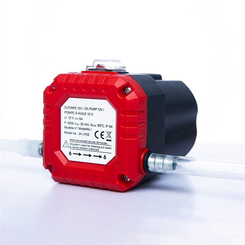 Top view of portable electric oil extractor pump for DIY vehicle service