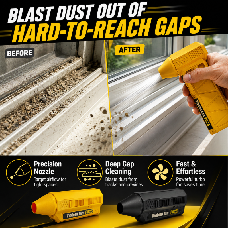 Portable turbo blower car cleaner showing side angle of the high speed gadget