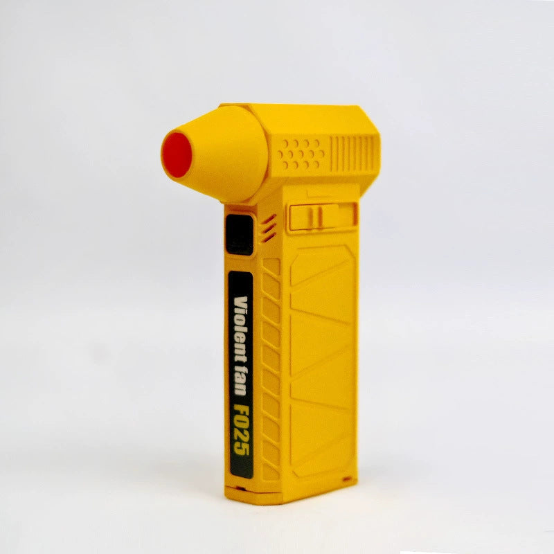 Yellow portable turbo blower showing side profile and nozzle