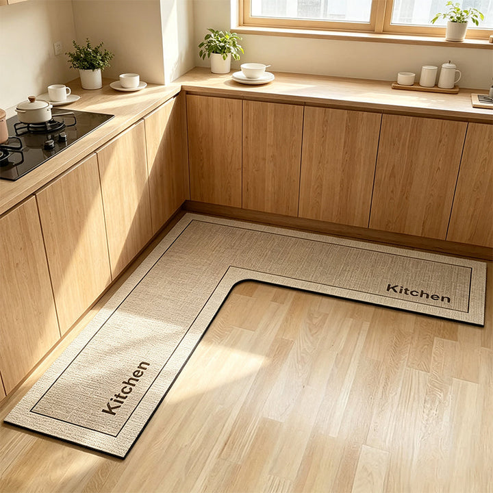 Water-absorbent floor mat for kitchen, quick-dry anti-slip surface detail