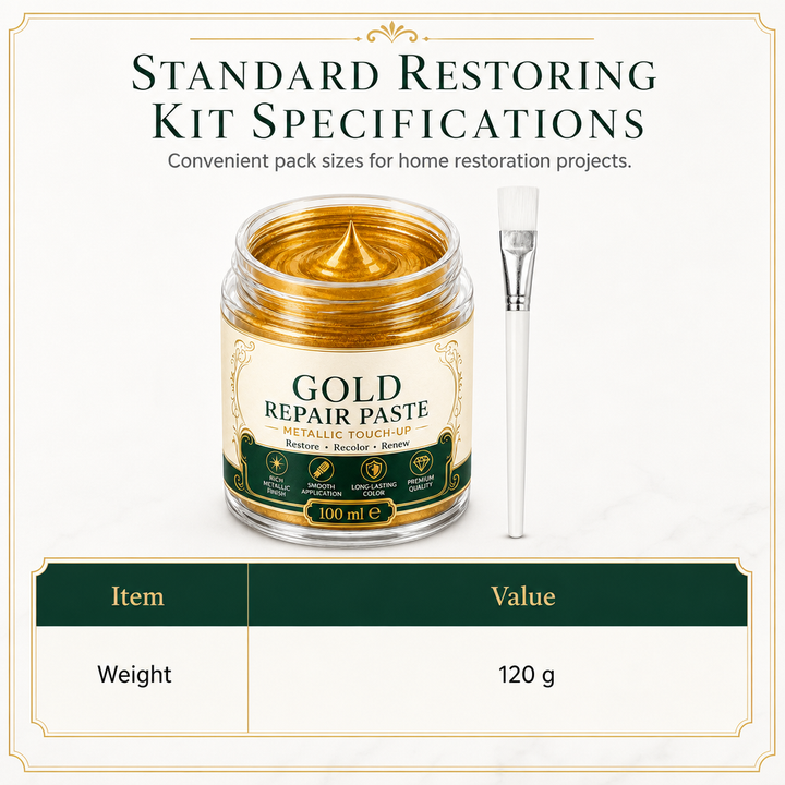 Demonstrating gold repair paste coverage on a decorative wooden picture frame