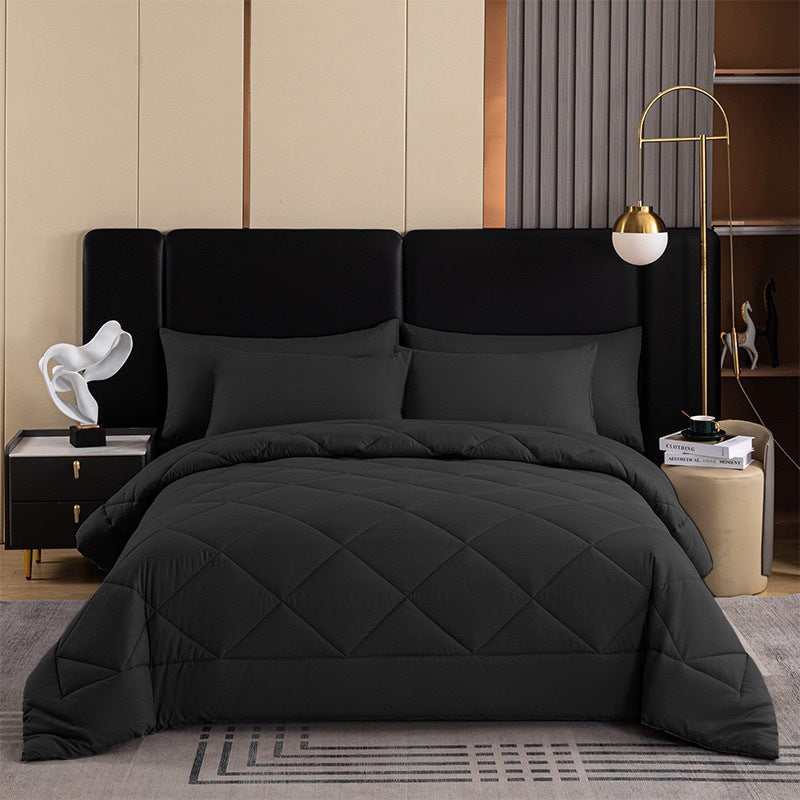 Close-up view of quilted bedding texture on all-season microfiber blanket