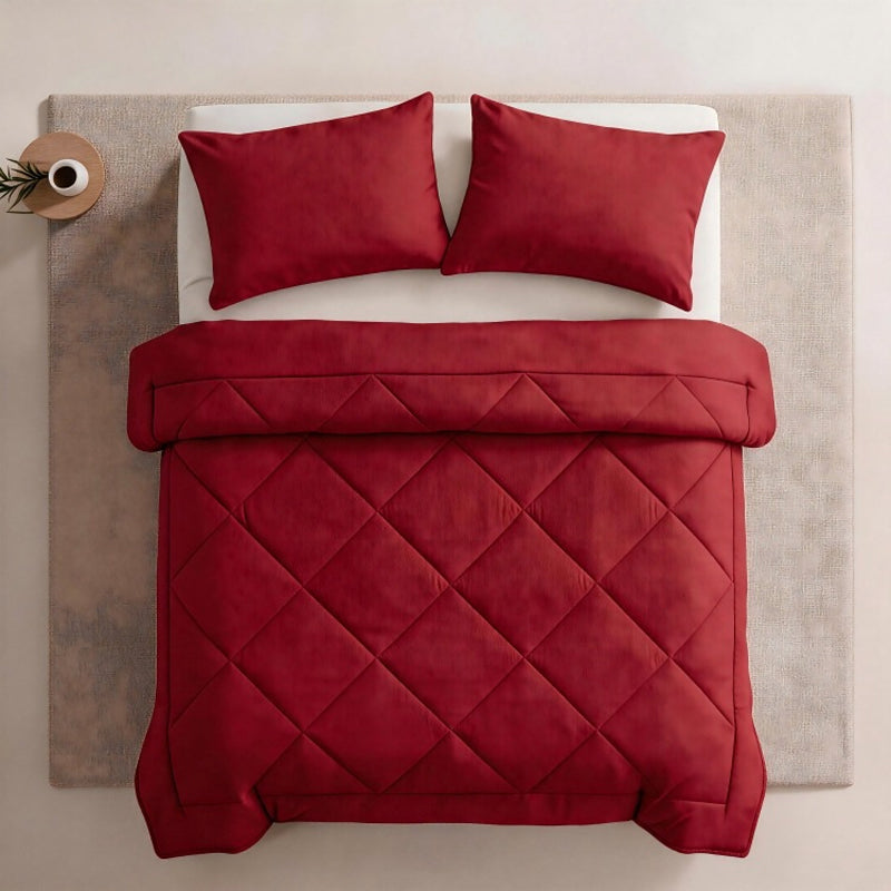 Folded lightweight comforter set showcasing durable stitching and fabric