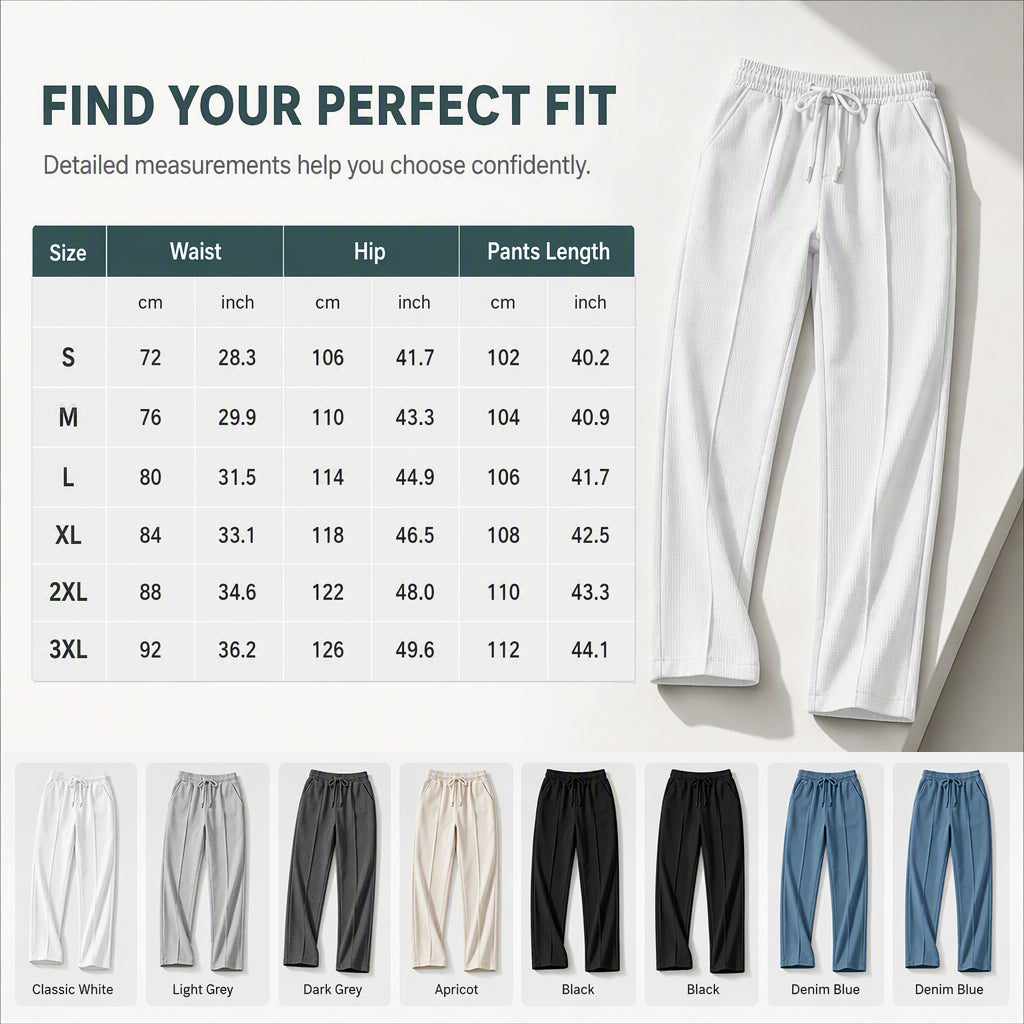 Men's casual trousers styled with a simple t-shirt for daily leisure wear