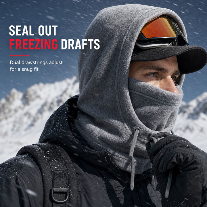 Back view of thermal winter balaclava hood designed for maximum warmth