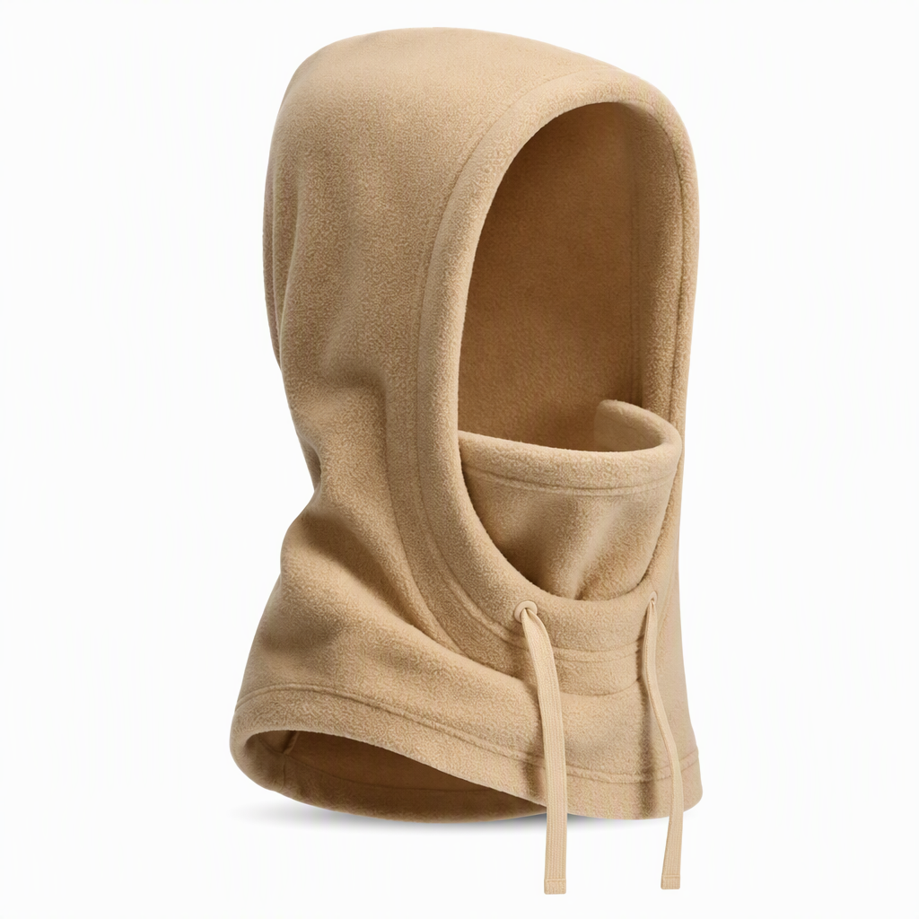 Detailed view of reinforced stitching on the windproof fleece hood