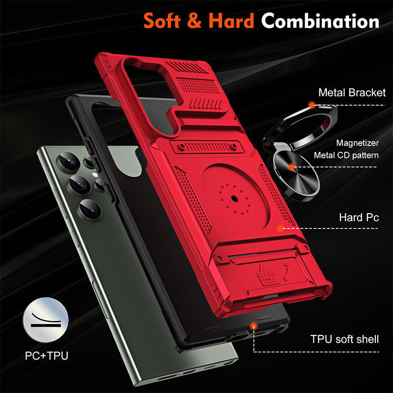 Durable Samsung case with card holder pocket storing credit cards securely