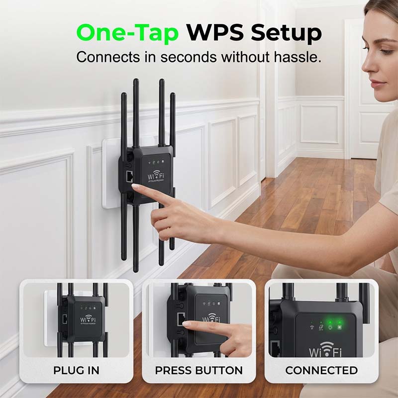 Compact internet booster design blending into modern living room interior decor