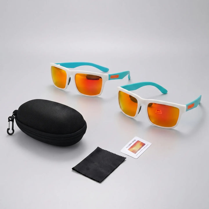 Everyday outdoor eyewear featuring stylish square frames and polarized glass