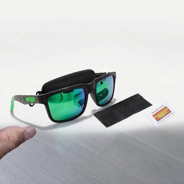 Unisex square frame polarized sunglasses with UV protection for outdoor activities
