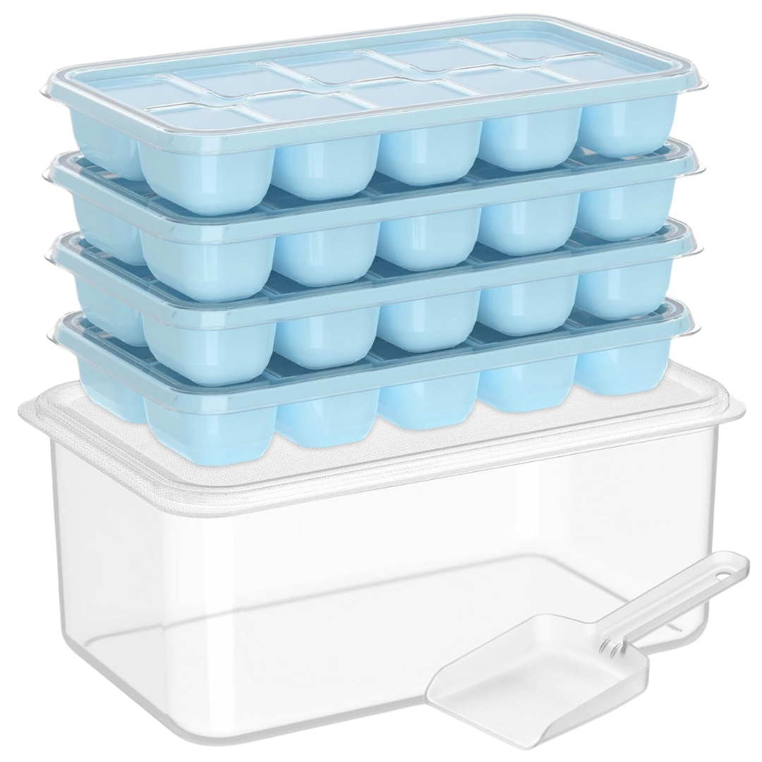 Kitchen accessory freezer organizer set with stackable silicone trays