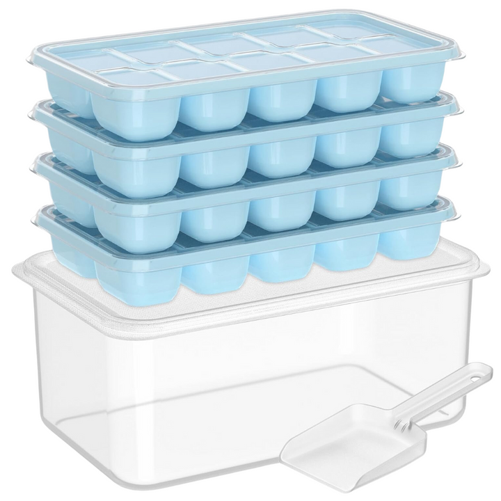 Kitchen accessory freezer organizer set with stackable silicone trays