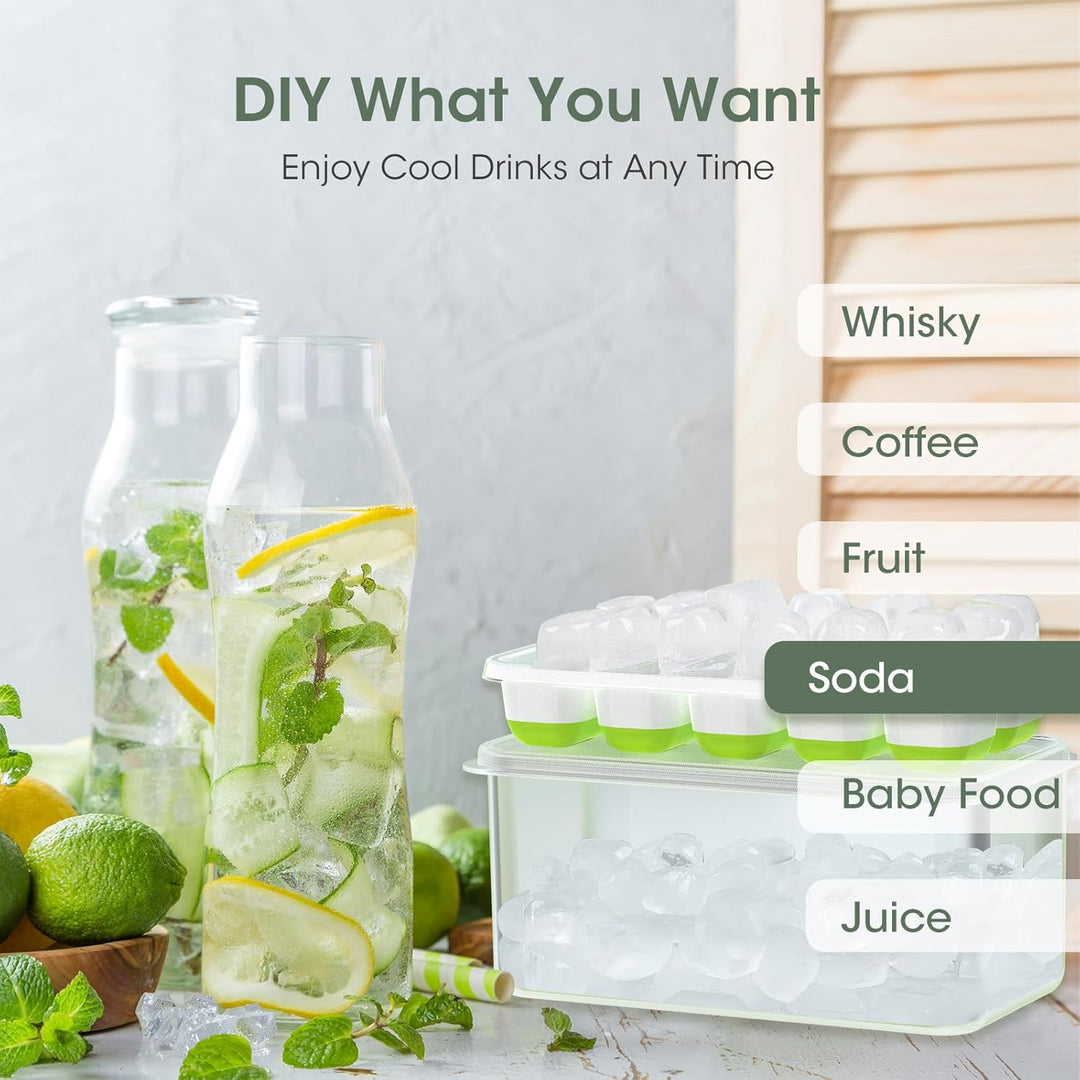 Durable silicone mold and bin for kitchen ice storage