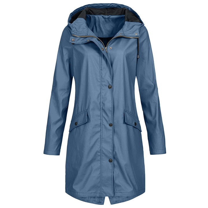 Stacy hooded rain jacket for women shown in lifestyle setting, casual outerwear