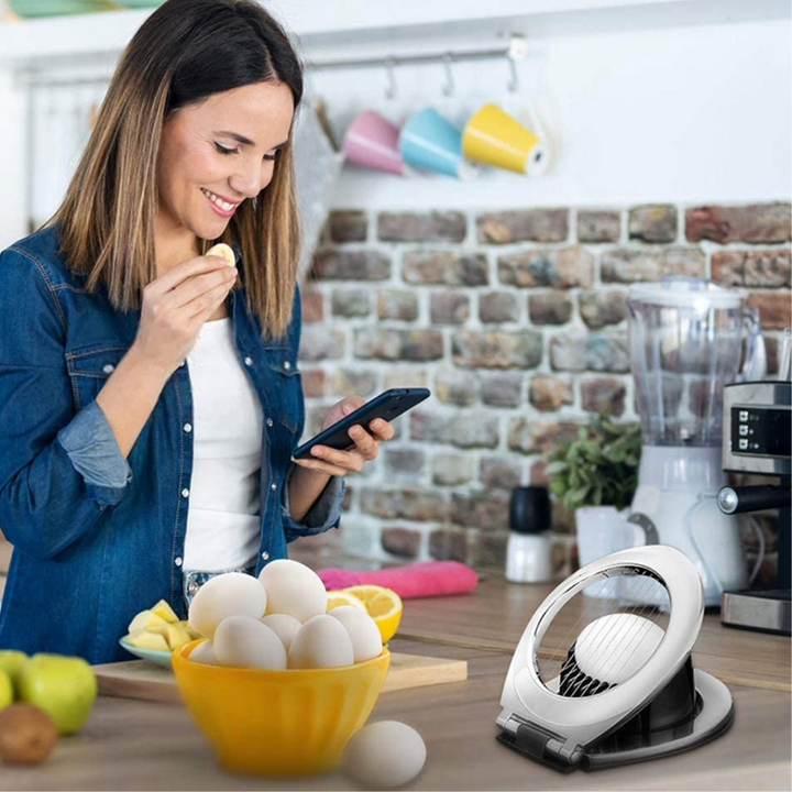 Top view of the stainless steel food cutter for fast kitchen meal prep