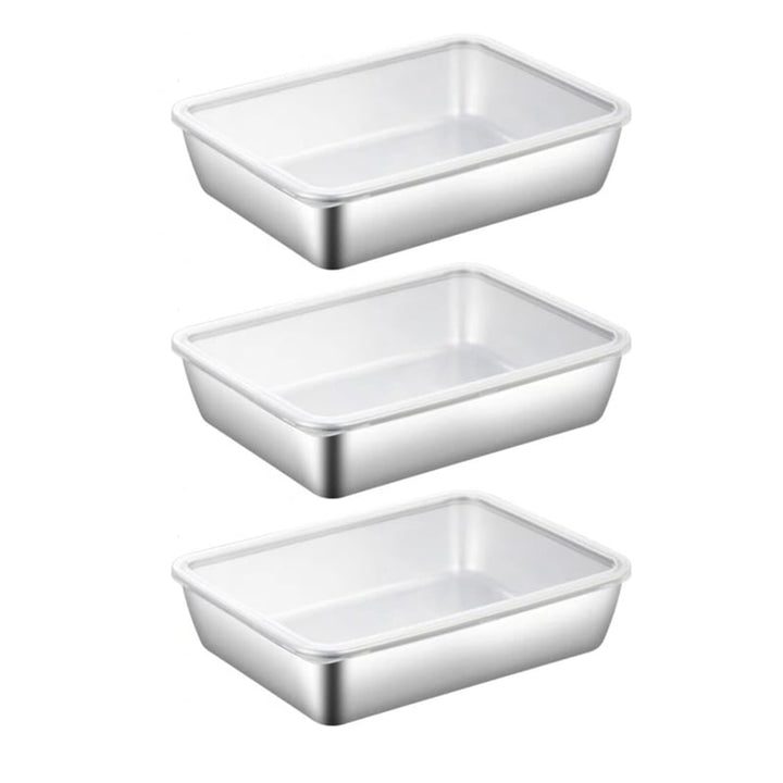 Compact kitchen organizer metal container with secure lid for food storage